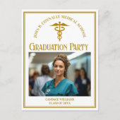 Chic Gold Medical School Afstuderen Fotofeest Uitnodiging Briefkaart (Voorkant)