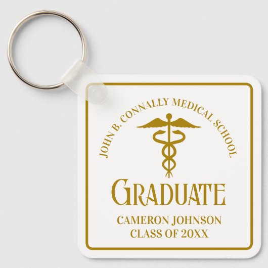 Chic Gold Medical School Afstuderen Keepsake Sleutelhanger (Voorkant)