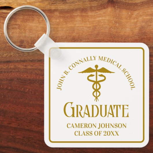 Chic Gold Medical School Afstuderen Keepsake Sleutelhanger (Voorkant)
