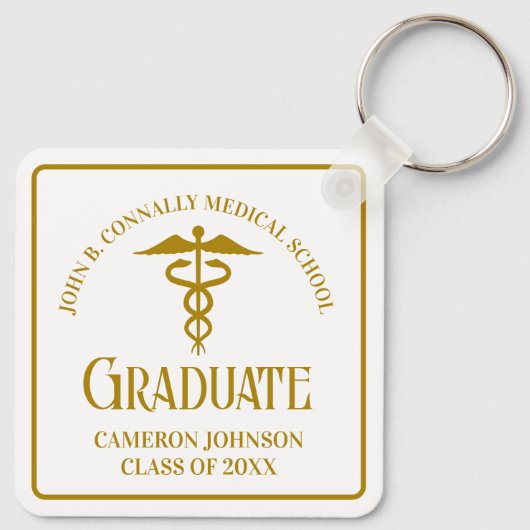 Chic Gold Medical School Afstuderen Keepsake Sleutelhanger (Achterkant)