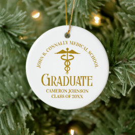 Chic Gold Medical School Afstuderen Kerst Keramisch Ornament