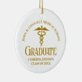 Chic Gold Medical School Afstuderen Kerst Keramisch Ornament (Rechts)