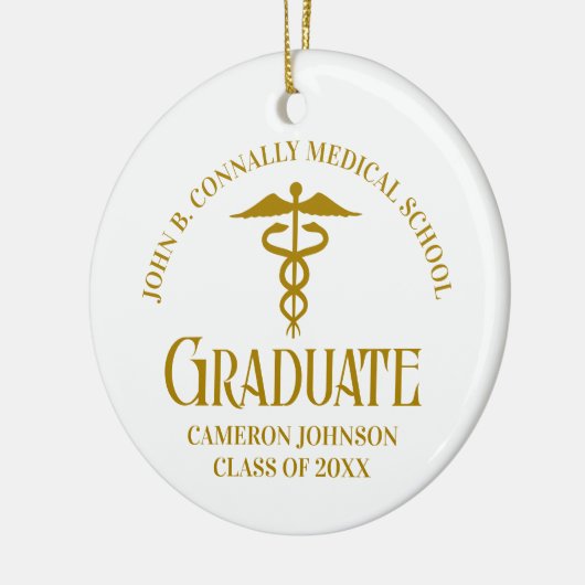 Chic Gold Medical School Afstuderen Kerst Keramisch Ornament (Links)