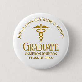 Chic Gold Medical School Afstuderen Naam Tag Ronde Button 5,7 Cm