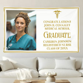 Chic Gold Medical School Foto Afstudeerfeest Spandoek