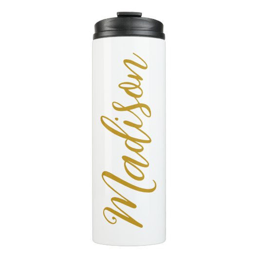 Chic Gold Meisjes Naam Handgeschreven Script Custo Thermosbeker (Voorkant)