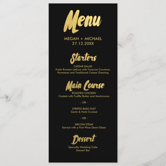 Chic Gold-menukaart | gouden letters voor typograf Menu (Voorkant)