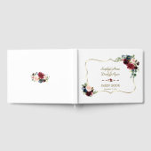 Chic Gold Merlot Navy Blue Floral Wedding Gastenboek (Volledig)