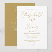Chic Gold Minimalist Elegant QR Code Wedding Kaart (Voorkant / Achterkant)