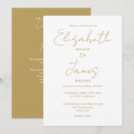 Chic Gold Minimalist Elegant QR Code Wedding Kaart