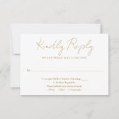Chic Gold Minimalist Elegant Script Wedding RSVP Kaartje (Voorkant)