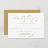 Chic Gold Minimalist Elegant Script Wedding RSVP Kaartje (Voorkant / Achterkant)