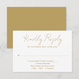 Chic Gold Minimalist Elegant Script Wedding RSVP Kaartje