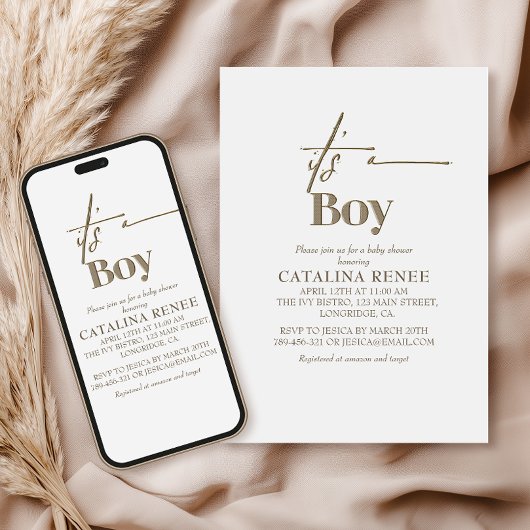 Chic Gold-minimalistisch Baby shower Kaart