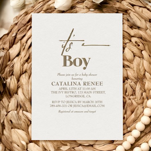 Chic Gold-minimalistisch Baby shower Kaart