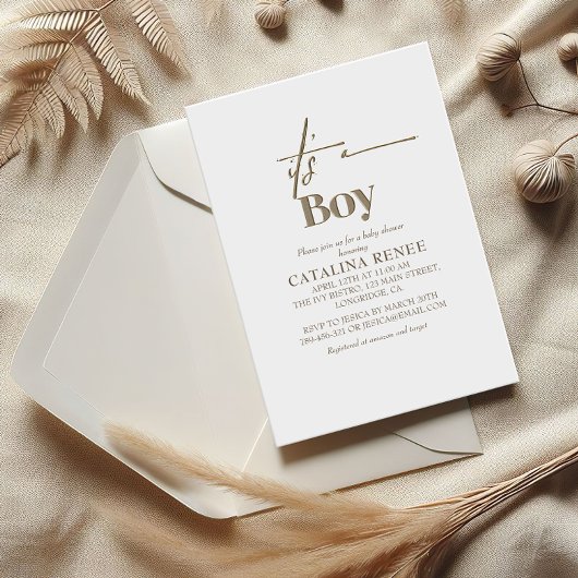 Chic Gold-minimalistisch Baby shower Kaart