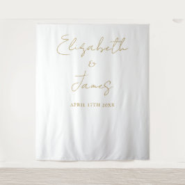 Chic Gold Minimalistische Wedding Foto Achtergrond Wandkleed