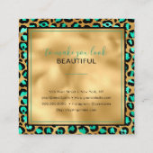 Chic Gold Mint Leopard-kaart voor aflevering Vierkante Visitekaartje (Achterkant)