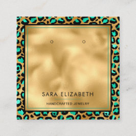Chic Gold Mint Leopard-kaart voor aflevering Vierkante Visitekaartje