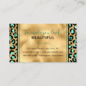 Chic Gold Mint Leopard Print Mode Trendy Modern Visitekaartje (Achterkant)