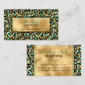 Chic Gold Mint Leopard Print Mode Trendy Modern Visitekaartje (Voorkant / Achterkant)