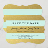 CHIC GOLD | MINT STRIPES BEWAREN DE DATUM SAVE THE DATE (Voorkant / Achterkant)