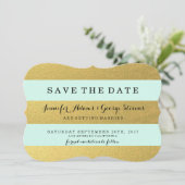 CHIC GOLD | MINT STRIPES BEWAREN DE DATUM SAVE THE DATE (Staand voorkant)