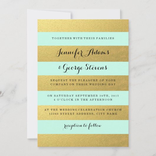 CHIC GOLD | MINT-WEDING-INVITATIE KAART (Voorkant)
