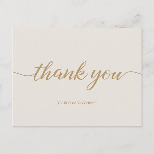 Chic Gold Modern Typography Script zakelijk bedank Briefkaart (Voorkant)