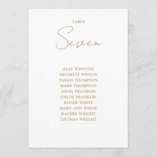 Chic Gold Moderne Zitting Grafiek Tafelnummer (Voorkant)