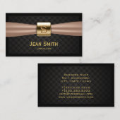 Chic Gold Monogram Diamond Quilts Makeup Artist Visitekaartje (Voorkant / Achterkant)