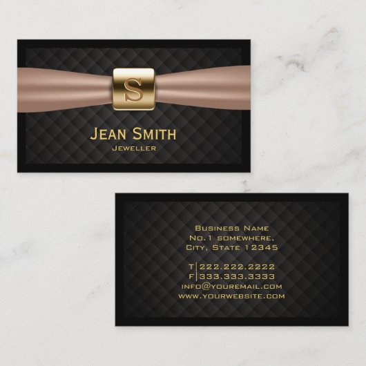 Chic Gold Monogram Diamond Quilts Makeup Artist Visitekaartje (Voorkant / Achterkant)