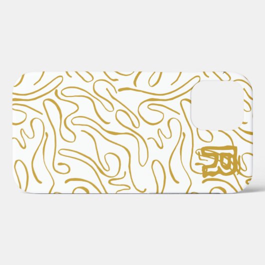 Chic Gold Monogram Hoesje-Mate iPhone Case (Achterkant (horizontaal))