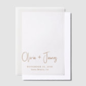 Chic Gold Monogram Trouwbedekking Vellum Uitnodigingen (Offset)