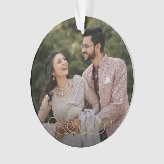 Chic Gold Mr. en Mrs. Wedding Monogram Foto Ornament (voorkant)