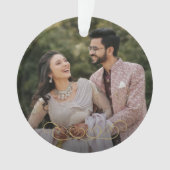 Chic Gold Mr. en Mrs. Wedding Monogram Foto Ornament (voorkant)