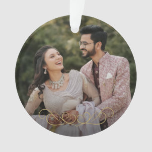 Chic Gold Mr. en Mrs. Wedding Monogram Foto Ornament
