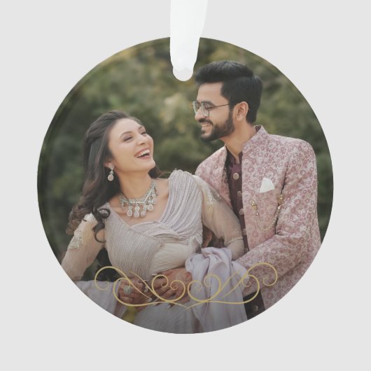 Chic Gold Mr. en Mrs. Wedding Monogram Foto Ornament (voorkant)