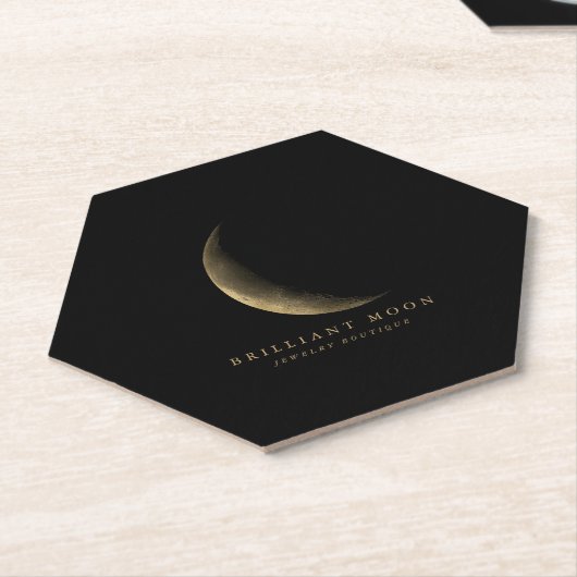 Chic Gold Mystical Moon Phase Black Kartonnen Onderzetters (Schuin)