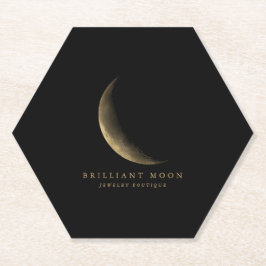 Chic Gold Mystical Moon Phase Black Kartonnen Onderzetters