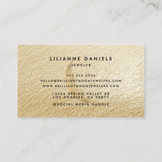 Chic Gold Mystical Moon Phase Black Visitekaartje (Achterkant)