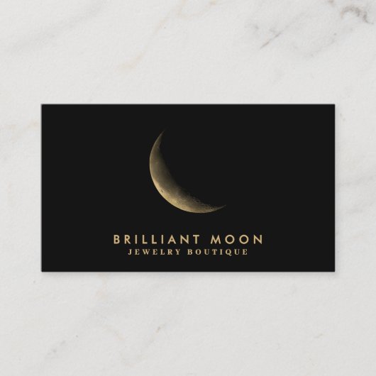 Chic Gold Mystical Moon Phase Black Visitekaartje (Voorkant)