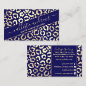 Chic Gold Navy Blue Leopard Cheetah Animal Print Visitekaartje (Voorkant / Achterkant)
