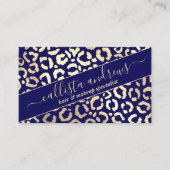 Chic Gold Navy Blue Leopard Cheetah Animal Print Visitekaartje (Voorkant)