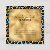 Chic Gold Navy Leopard Print Mode Trendy Modern Vierkante Visitekaartje (Achterkant)