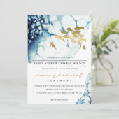 CHIC GOLD NAVY UNDERWATER FISH VOW RENEWAL INVITE BEDANKKAART (Staand voorkant)