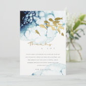 CHIC GOLD NAVY UNDERWATER ZEE FISH BABY SHOWER BEDANKKAART (Staand voorkant)