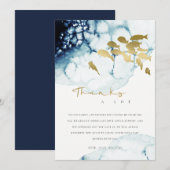 CHIC GOLD NAVY UNDERWATER ZEE FISH BABY SHOWER BEDANKKAART (Voorkant / Achterkant)