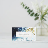 CHIC GOLD NAVY UNDERWATER ZEE FISH WEDDING WEBSITE VISITEKAARTJE (Staand voorkant)