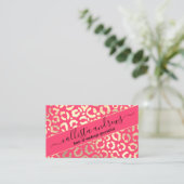 Chic Gold Neon Pink Leopard Cheetah Dierenprint Visitekaartje (Staand voorkant)